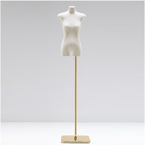 ZBJDX Weibliche Schaufensterpuppe Torso, Höhenverstellbar Damenmodell, Schaufensterpuppe Mit Flacher Brust Ausstellungsständer Für Bekleidungsgeschäfte,Gold