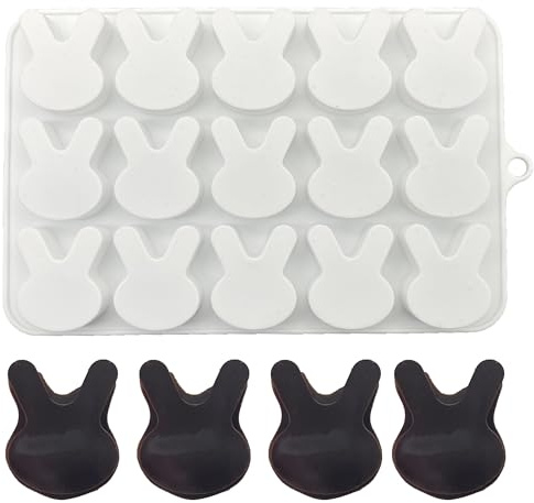 duoyif Silikonform Kaninchen Schokoladenform Hase, 15 Löcher Silikon Backform Kaninchen, Ostern Kaninchenform Für Schokolade Pralinen Kekse Gummibärchen Fondant Kuchen Deko (Hase, 32x40mm)