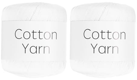 Rebower Cotton Yarn,100% Cotton Soft Knitting Yarn [for Hand DIY Bag Cushion Crocheting Knitting Project Home Decor] -2 Packages of 80g/2.82oz(Per Skein 40g/137yards)/Cream White