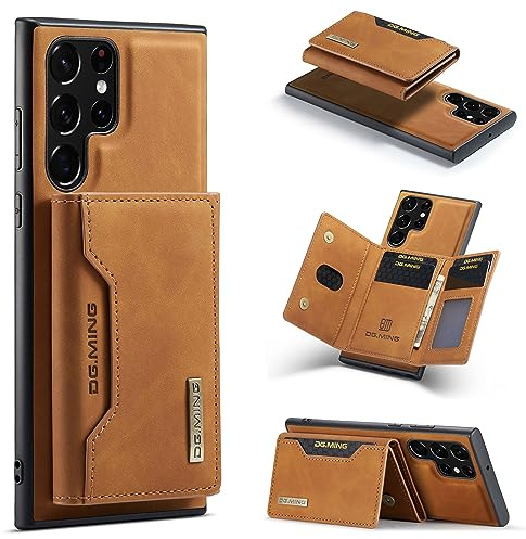 ZCDAYE for Samsung Galaxy S25 Ultra Case with Magnetic Wallet, Brown | Premium Leather Phone Case with Card Holder, Powerful Magnets, Practical Cases for Women Man, Durable Protective Phone Cover