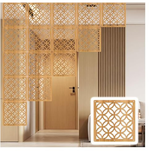 Holzpaneel zum Aufhängen, Raumteiler für Zuhause, Büro, Küche, Dekoration, Boden bis Decke, hohle Trennwand mit Beschlägen, erhältlich in natürlicher Farbe, 1 100 Stück