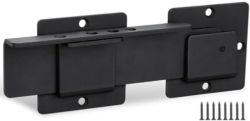 KINJOUZ Loquet de portail rabattable de 22,9 cm avec 4 trous de cadenas, loquet de porte réglable en acier carbone extra résistant de 4 mm pour portails coulissants/battants, clôture extérieure en