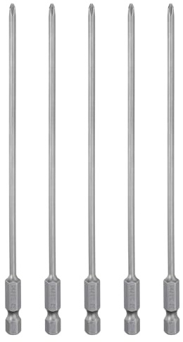 QUARKZMAN 5pcs Embout de tournevis cruciforme Phillips #1 PH1 Tige hexagonale 1/4 6 (150mm) Long en acier S2 magnétique de qualité industrielle pour visseuse électrique 0,118 (3mm) Tige