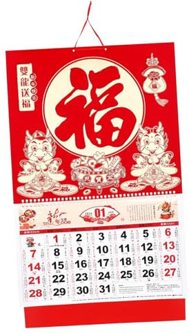 STOBOK Jährlicher Wandkalender mit Drachen-design 2024 Chinesisches Neujahr Papierkalender Planer Heimdekoration