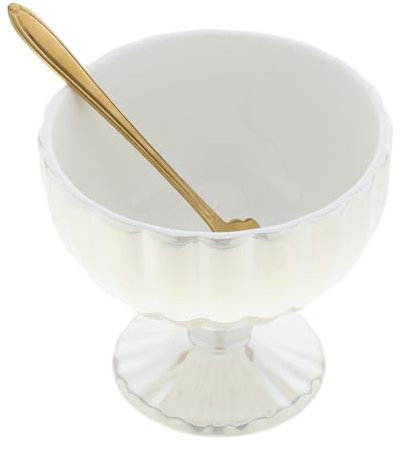 Cabilock Tazza in Ceramica Creativa Ciotola Alta Per Zuppa Tazza Da Dessert Da 340 Ml Con Cucchiaio Perfetta Per E Macedonia Di Frutta