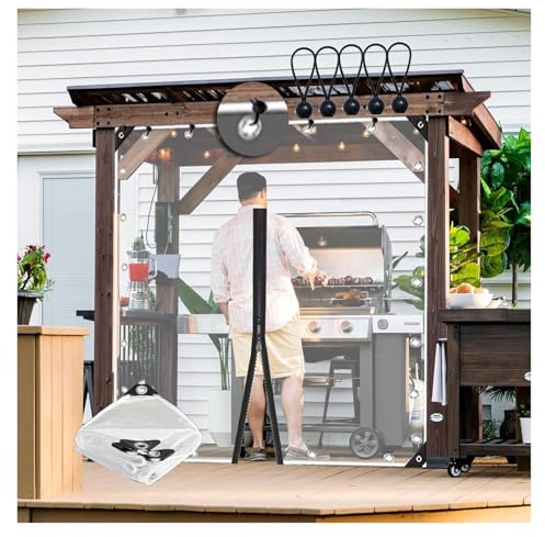 BUJNIE Terraza Toldo Lateral Cortinas con Ojales 0.35mm Lona Transparente Impermeable para Jardín, Balcón, Personalizable (3x3m)