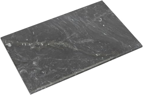 Argon Tableware Rechteckiges Marmor-Schneidebrett - 40cm x 30cm - Schwarz - 1x rutschfest Stein Küche Käse Brot Fleisch Schneiden Servier Arbeitsplatte Schutz Platte