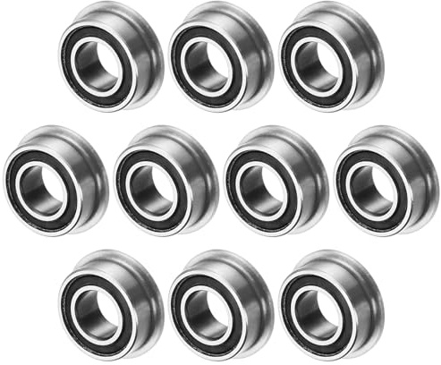 M METERXITY 10 Pcs MF105-2RS Cuscinetto A Sfere Con Flangia 5 x 10 x 4mm | Acciaio Cromato GCr15, Doppia Schermatura In Gomma, Per Carriole/Stampanti/Fax, Cuscinetti Con Flangia