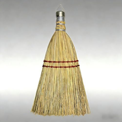 Bodundirect Batidor de escoba de 12 pulgadas hecho de paja de escoba de maíz natural con un diseño de metal sólido para colgar al aire libre, coche, porche, escombros, polvo, suciedad, calzadas