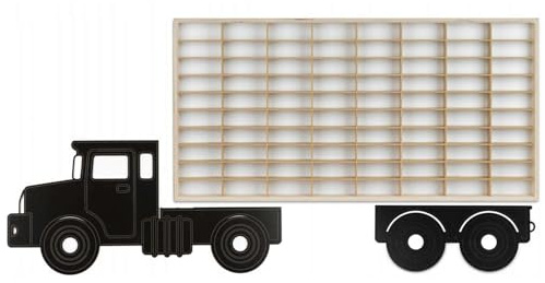 ArtTwist Modellauto Vitrine | Hot Wheels Aufbewahrung zu 80 Fächen | Sammlervitrine Hängend 78,5cm x 40cm x 4cm | Setzkasten Holz für Wanddeko und Organisation (LKW 001CL)