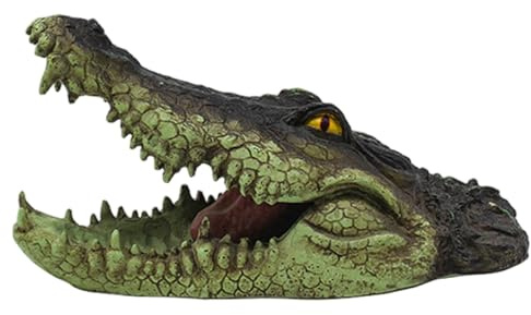 Hbbgdiy Realistisk harts alligator huvud pooldekor, flytande dammprydnad och nyhet djurliv skulptur för trädgård, uteplats, balkong och vattenfunktion