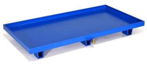 Vassoio modulare per serbatoi dell'olio, pallet in metallo resistente a prova di perdite, contenitore secondario di contenimento per oli usati con carrello elevatore (125 x 65 x 15 cm, blu)