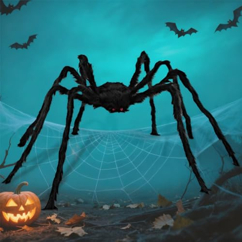 Halloween Deko Spinne, 200cm Gruselige Spinne, Halloween Deko Outdoor Große Spin-ne, Haarige Spinnen Dekoration Hallowee, Groß Gruselige Spin-NEN Gefälschte, für Hallowee, Karneval oder Mottoparty