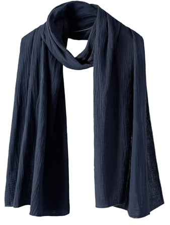 Bbonlinedress scarf dam bomullshandduk halsduk eleganta halsdukar stola axelväska multifunktionell halsduk sjal muslinduk 190 x 65 cm, marinblå, En Storlek