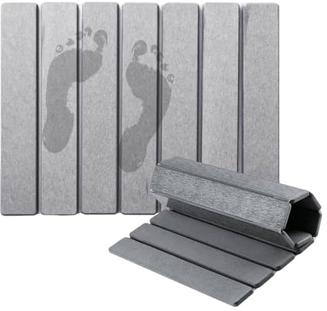 Habodd Tappetino da Bagno Antiscivolo in Diatomite Pieghevole Tappeto Bagno Assorbente Tappeti Bagno Moderni Lavabile Asciugatura Rapida 30 x 40 cm Grigio per Doccia Vasca Cucina
