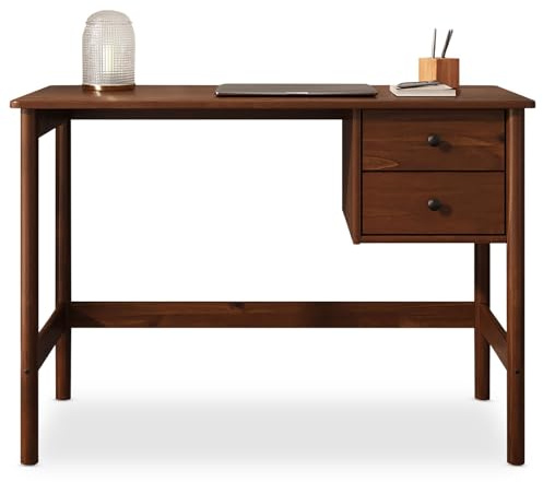 IDIMEX Schreibtisch Marlo aus Massivholz, Kastanie Farben – Holzschreibtisch mit 2 Schubladen, Homeoffice Tisch mit Stauraum, minimalistisches Design