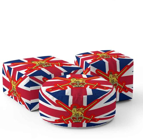 British Army Flag Kids Pouffe | UK Army Pride Low Seat, Cube or Circle Pouffe | Military Inspired Nursery or Kids Room Gift | Fun and Comfortable