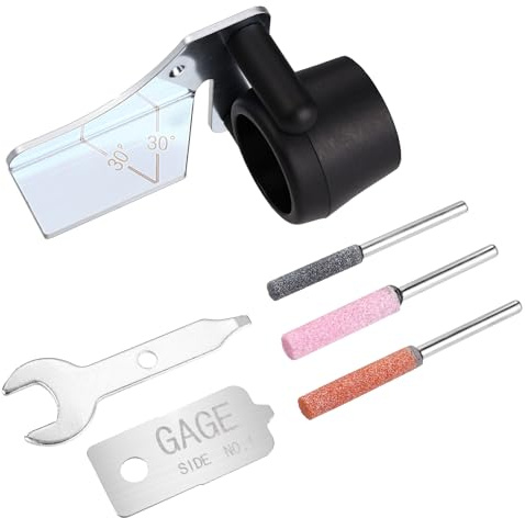 Sinbana Kit de Afilado para Motosierra 1453 Compatible con Dremel, Juego Accesorios Herramientas Rotativas con Piedras Afilar y Guía Angular para Herramientas de Jardinería Exterior