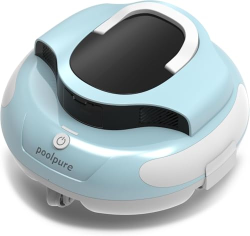 POOLPURE 2026 Robot Piscina Senza Fili: Aspirapolvere Automatico con Sensori Hall, Autonomia 100 Min, 5000mAh, per Piscine Fuori Terra e Interrate Fino a 90m², Sistema di Sterzo Innovativo | Aspirapolvere per piscina senza fili, a batteria, parcheggio automatico, indicatori LED, impermeabile IPX8