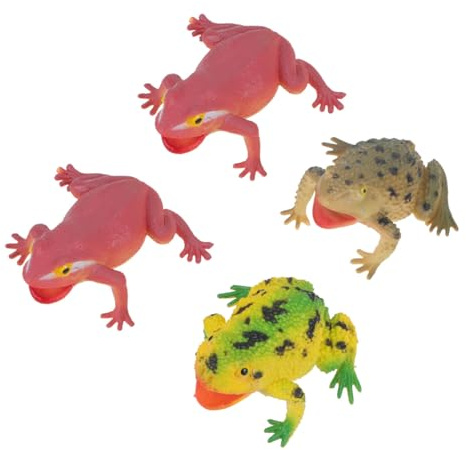 GLEAVI Lot de 4 Jouets Sonores Grenouille en Plastique Sûr, Modèles Variés Colorés à Presser, Accessoires Farce Amusants pour Garçon et Filles et Adultes, Jouets Animaux Plusieurs Styles