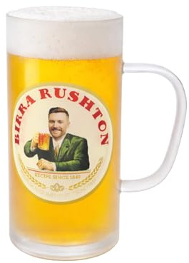 Personalised Birra Stein Beer Glass | Add Your Face & Name on 22oz Stein with Frosted Coating | Customised Beer Stein Glass Gift for Him, Friends & Family | Custom Printed Birra Moretti Design