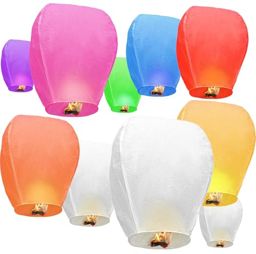 Sky Lanterns 20-Pack Chinese Memorial Lanterns to Release in Sky, Biodegradable for Festivals, Wishes, Memorials, Funerals, Birthdays & Parties – Ships from the USA