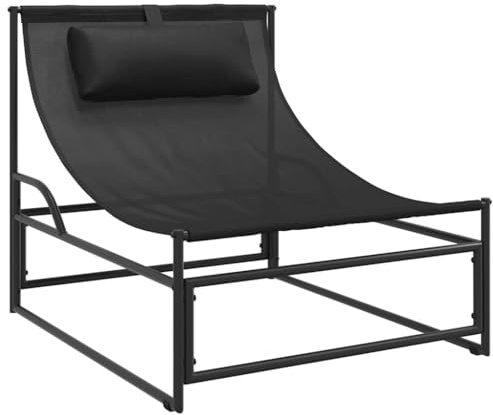 MOBCANT Gartenliege & Gartenliegestuhl Schwarz und Anthrazit Pulverbeschichteter Stahl Gartenstühle Gartenstuhl für Garten, Terrasse, Balkon (87 x 74 x 73 cm)