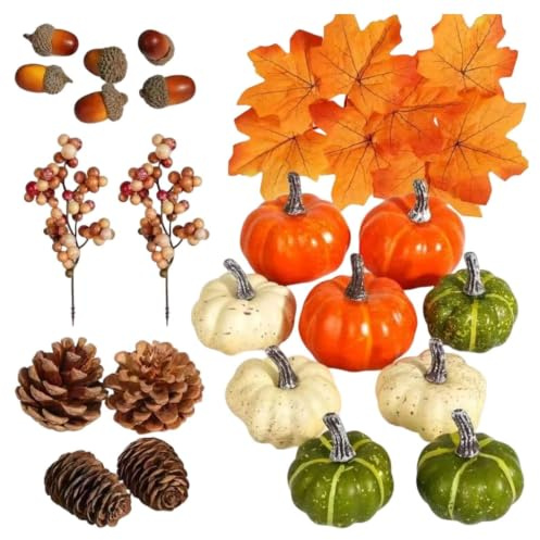 Små konstgjorda pumpor 25 Stycken Assorterade Verklighetstrogna | Höstdekoration Sats för Bordscenterpiece vid Höstskörd, Högtidsfest, Halloween och
