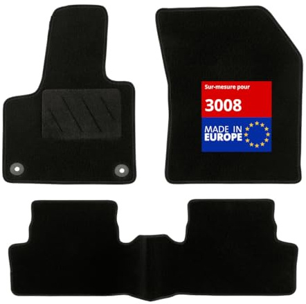 DBS 1766266 bilmatta – mått – 3-delad – halkfri – svart nålfilt 900 g/m² – Velourproduktion – Sortiment Star