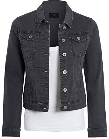 Womens Fitted Denim Jacket Ladies Stretch Black Grey Jean Jackets Size 6 8 10 12 14 16