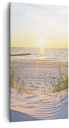 ARTTOR Bilder auf Leinwand 55x100 cm Wandbild Landschaften Maritim - 3989 | Düne Strand Meer Vertikal Groß Wanddekoration Wohnzimmer Schlafzimmer Wandkunst Wanddeko Wand Kunstdruck Küche ARTTOR