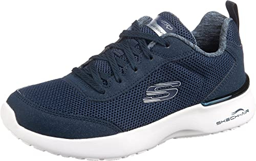 Skechers Skech-air Dynamight Fast Brake, Scarpe da ginnastica basse Donna, Blu Navy Mesh White Trim, 38 EU