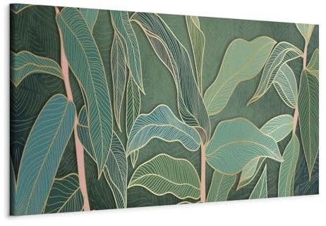 murando - Leinwand Bilder Abstrakt 150x50 cm Vlies Leinwandbild 1 tlg Kunstdruck Wandbilder Groß XXL Wohnzimmer Wanddekoration Wand Bild Panoramabild - Tropische Blätter Dschungel exotisch grün