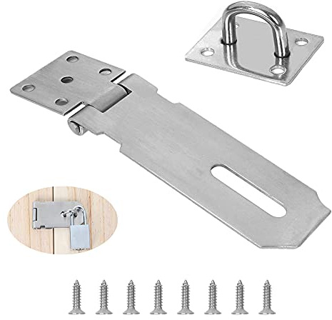TSKDKIT Padlock Hasp Stainless Steel Garage Door Padlock Hasp Heavy Duty Outdoor Lock Latch Clasp Silver Hasp Lock Latch for Door, Cabinet, Drawer, Cupboard and Box
