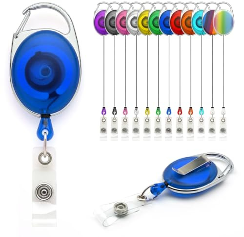 Blau Ausweisjojo Schlüssel JoJo mit Gürtel Clip Spulen 10 Stück, Ausweis für ID Badge Holder Yoyo Einziehbarer Kartenhalter Schlüsselkarten Schlüsselanhänger Set Schlüsselring Retractable