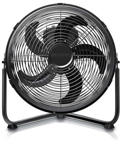 Brandson Ventilateur Design Rétro Sur Pied de 30 cm, Métallique à 3 Vitesses (Faible, Moyenne, Haute), Débit d'air Élevé, Inclinable à 120°, Noir Mat