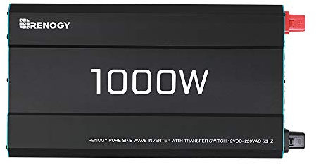 Renogy 1000W/2000W 12V zu 230V Reiner Sinus-Wechselrichter mit Netzvorrangschaltung, 12v auf 230v Spannungswandler mit 2 Europäische Steckdose für Haushaltsgeräten Wohnmobile, LKW, Boote, Camping