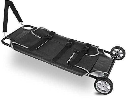 Joyfitness Pet Rescue Stretcher veterinär transportvagn 113 kg max, djurbår hundtransport husdjursbår hundsträckare husdjursvagn med hjul