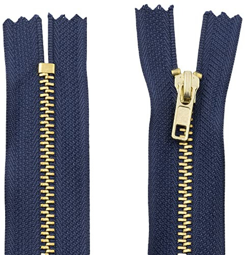 AERZETIX - C61304-2er-Set nicht trennbare Reißverschlüsse 18 cm aus metall - zipper - Farbe dunkelblau - nähzubehör lederwaren etuis röcke kleider hosen kurzwaren