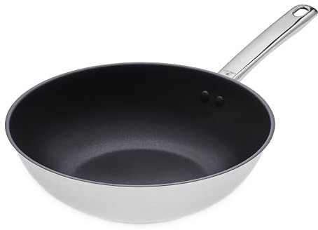 Gerlach 1760 Wok 28 cm Avec Revêtement Antiadhésif En Céramique Acier Inoxydable 18/10 Fond Épais Tous Feux Dont Induction Poignée Ergonomique Ambiente Lite
