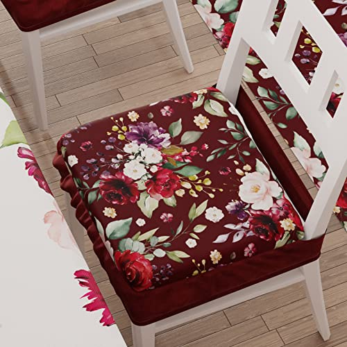 PETTI ARTIGIANI ITALIANI – Juego de 2 Cojines para Sillas de Comedor con Elástico, Fundas Silla Comedor y Cocina, Microfibra, 40x40 cm, Diseño Floral 07 Burdeos, Hecho con Amor y Pasión en Italia