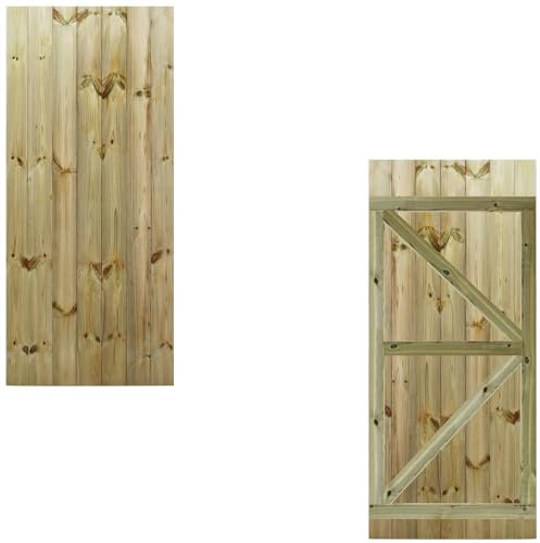 Made to Measure 6ft Wooden Garden Gate, Custom T&G Fully Framed Flat Top Treated Timber Door for Outdoor Pathway Home Access, MAX 180cm High x MAX 75cm Wide