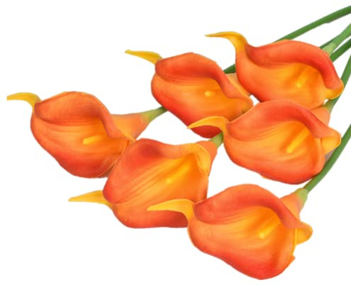 HAOSHICS Lys calla artificiels, lys calla réalistes en latex avec tige en polyuréthane souple, décoration florale élégante pour mariage, maison, fête, bureau, arrangements floraux à faire soi-même (20