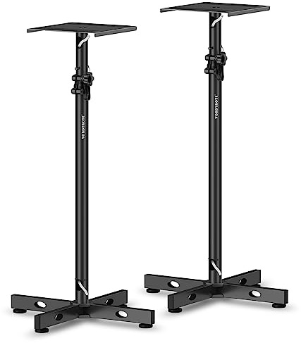 Vondynote Studio Monitor Stands Speaker Stands Pair with Cable Management | Adjustable Height 33-51, Floor Speaker Stand, for Monitor Speakers Laptop Projector CD Player