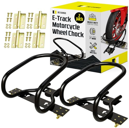 E-Track Upright Bike Tire Wedge - Removable & Bolt-Down Motorcycle Wheel Chocks for Trailer Floor (Pack of 2)