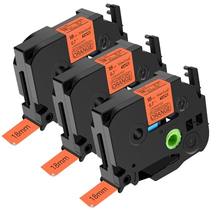 NineLeaf 3 x Ersatz für Brother P-Touch TZe-B41 TZ-B41 TZeB41 TZB41 AZe 18mm 0.7'' Bänder Laminiertes Schwarz auf fluo Orange Schriftband Kassette für Ptouch PT-2200 2210 2300 Beschriftungsgerät