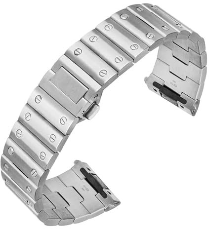IENYU Massives Edelstahl-Uhrenarmband für Cartier Santos wssa0010, Herrenarmband, 21 mm, Schnellverschluss-Uhrenarmband
