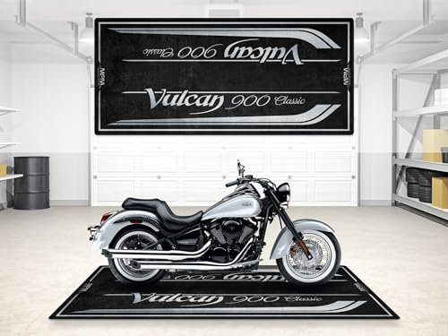 wibeart MPM Motorradmatte für Vulcan 900 Classic, waschbar, rutschfest, öl- und wasserabweisend, Parkmatte für Garage, Ausstellungsraum, Werkstatt | Größe 1: 86.6 x 39.4/220 x 100 cm