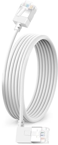 Dutevolns Cat6A Ethernet Kabel 90° rechtwinklig 0.5M, 10Gbps 550MHz UTP | Cat6A Ethernet Kabel 90 Grad Rechtwinklig,lan kabel 90° stecker,netzwerkkabel gewinkelt, für PC/Router (Weiß).