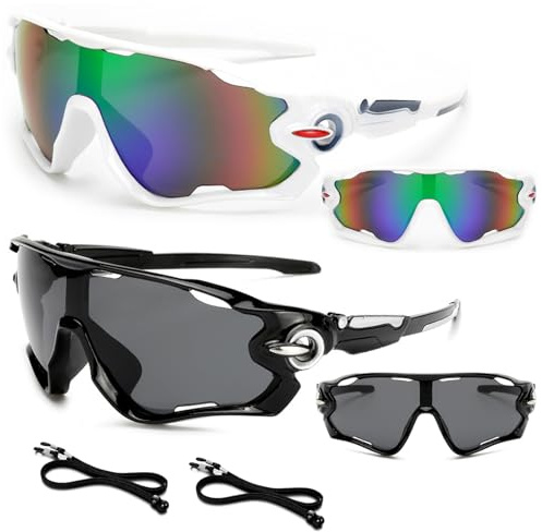 BSITSSS 2 Pezzi Occhiali Veloci, Occhiali Da Ciclismo, Occhiali da Sole Sportivi Polarizzati, Protezione UV400 Anti-UV Occhiali Ciclismo Uomo Donna per Ggli Sport All'aperto